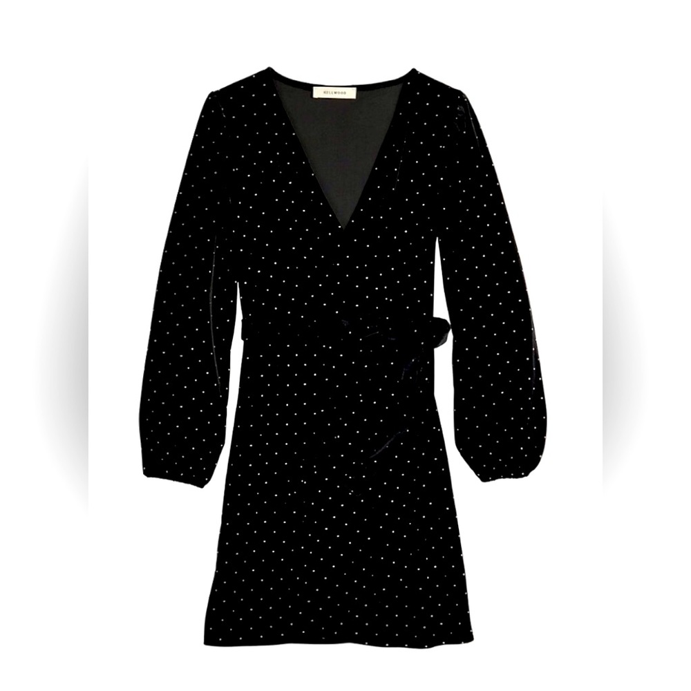 Nine West Velvet Wrap Long Sleeves Black Dress Size XXL
